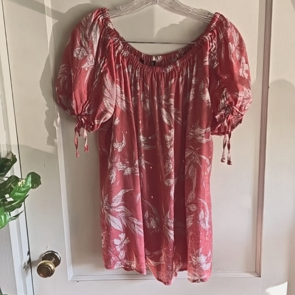 Harve Benard Womens Floral Gold Pullover Blouse XL